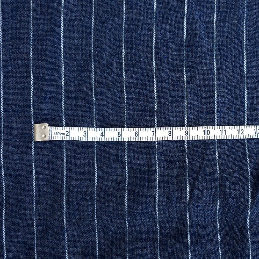 100% Linen Fabric Navy Color Pin Stripe Light Weight (6272) - The Linen Lab - Navy