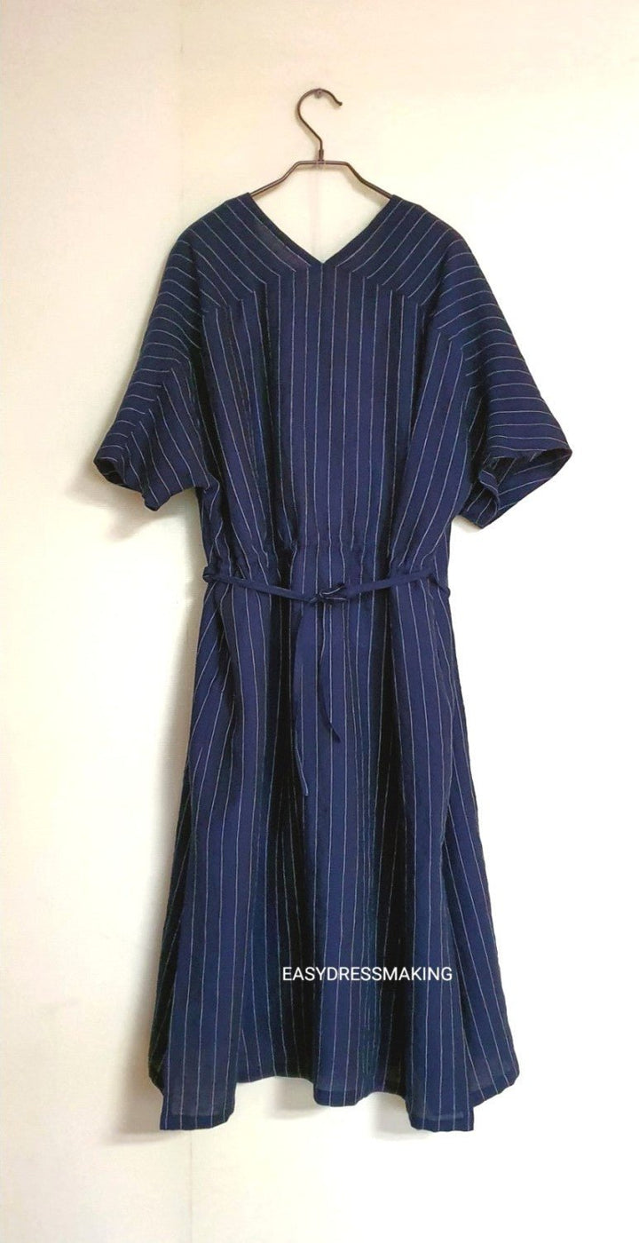 100% Linen Fabric Navy Color Pin Stripe Light Weight (6272) - The Linen Lab - Navy