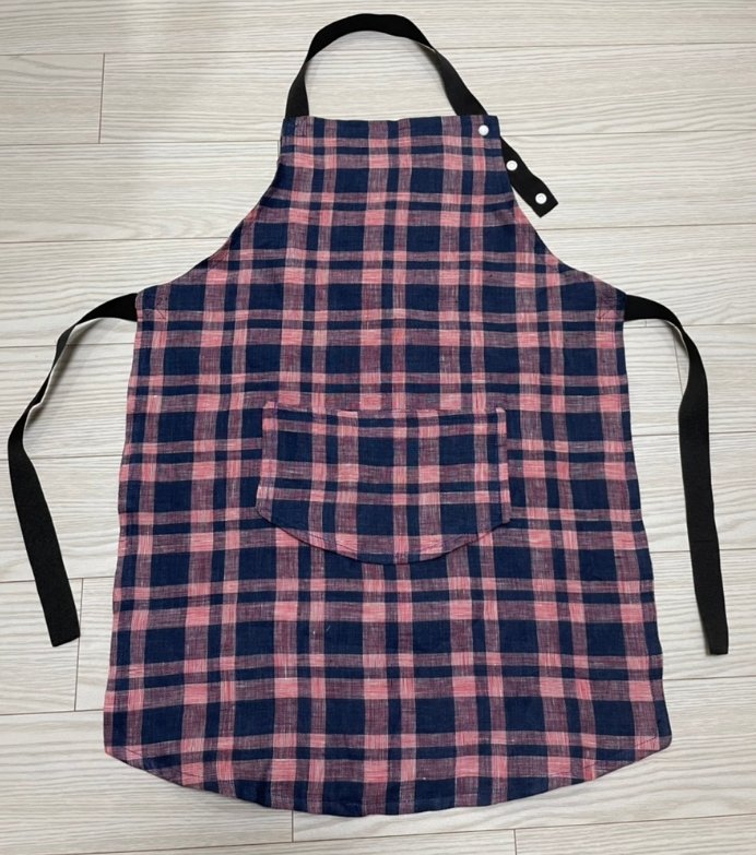 100% Linen Fabric Navy Red Plaid (6275) - The Linen Lab - Navy & Red