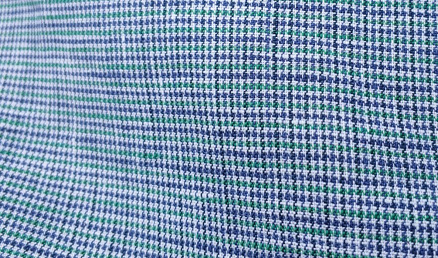 100% Linen Fabric small starcheck light weight- The Linen Lab - 7028 grey blue black