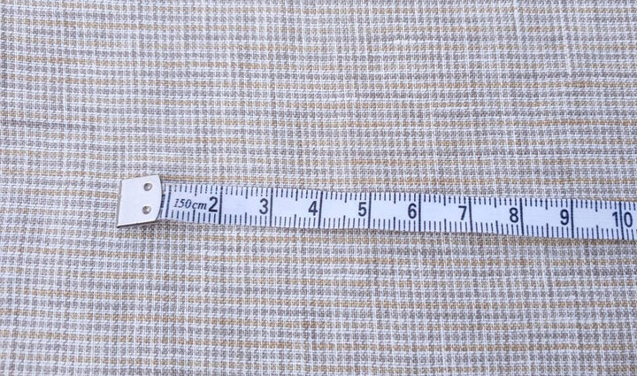 100% Linen Fabric small starcheck light weight - The Linen Lab - 7030 mustard & green