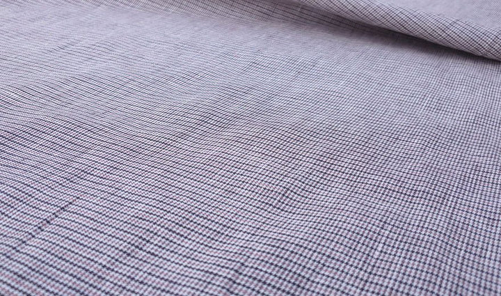 100% Linen Fabric small starcheck light weight  - The Linen Lab - 6747 brown blue green