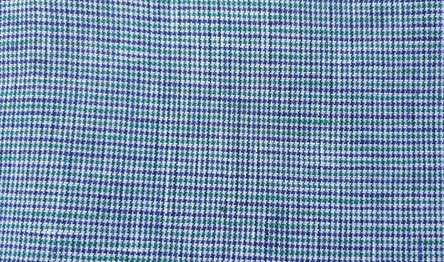 100% Linen Fabric small starcheck light weight  - The Linen Lab - 7028 grey blue black