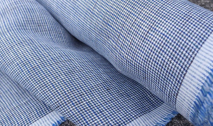 100% Linen Fabric small starcheck light weight  - The Linen Lab - 7027 navy green