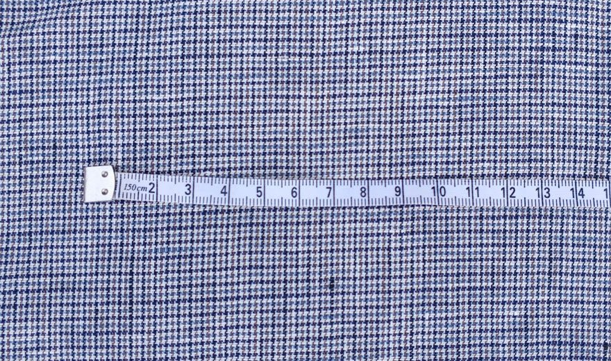 100% Linen Fabric small starcheck light weight  - The Linen Lab - 6578 blue grey beige