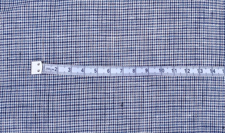 100% Linen Fabric small starcheck light weight  - The Linen Lab - 6578 blue grey beige
