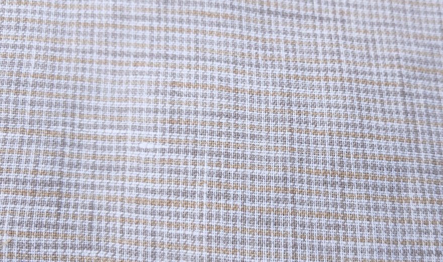 100% Linen Fabric small starcheck light weight - The Linen Lab - 7030 mustard & green