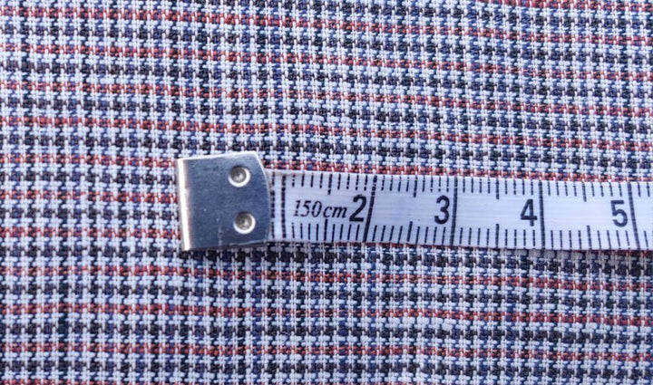 100% Linen Fabric small starcheck light weight- The Linen Lab - 7029 red blue brown