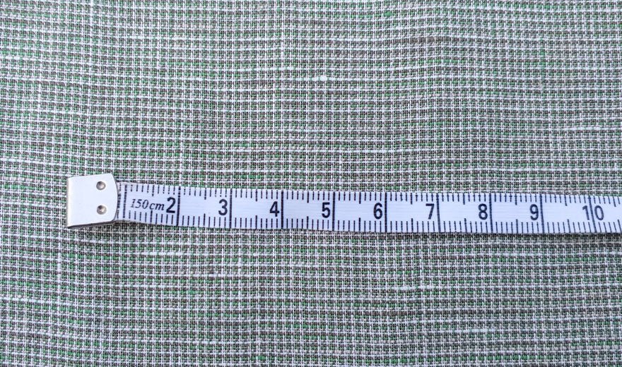 100% Linen Fabric small starcheck light weight  - The Linen Lab - 6121 green brown