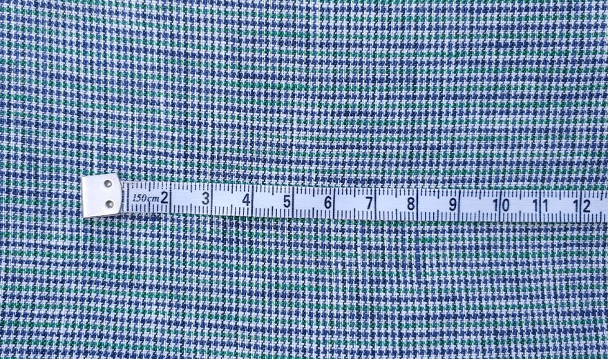 100% Linen Fabric small starcheck light weight  - The Linen Lab - 7028 grey blue black