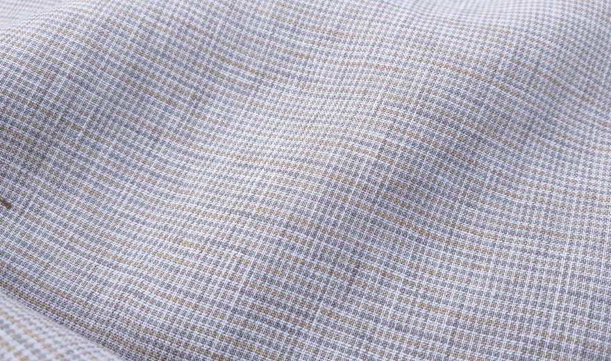 100% Linen Fabric small starcheck light weight - The Linen Lab - 7030 mustard & green