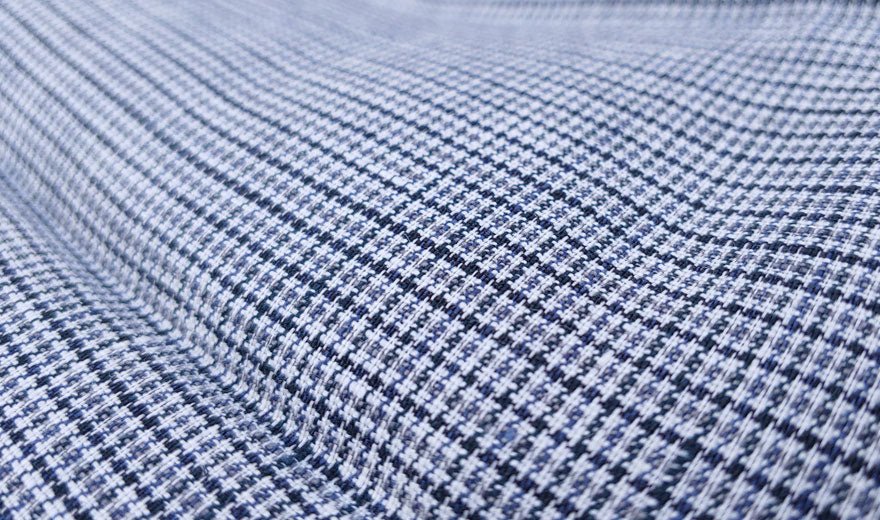 100% Linen Fabric small starcheck light weight - The Linen Lab - 7028 grey blue black