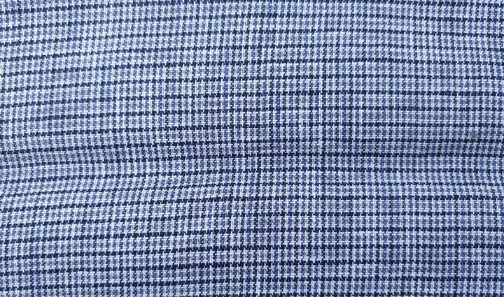 100% Linen Fabric small starcheck light weight - The Linen Lab - 7028 grey blue black