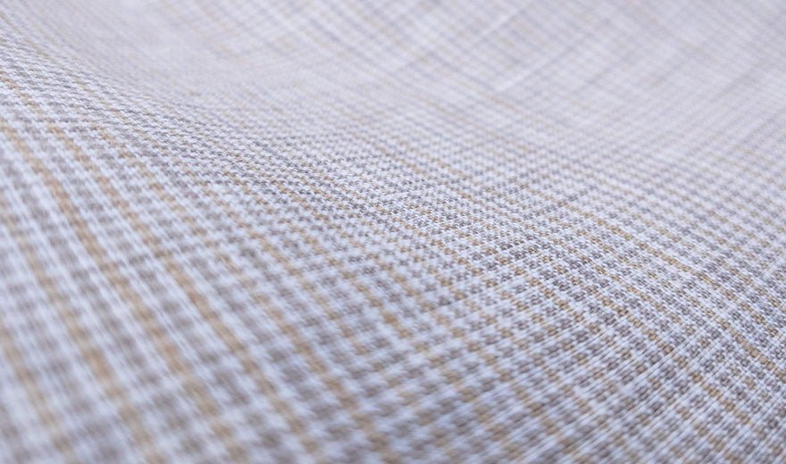 100% Linen Fabric small starcheck light weight  - The Linen Lab - 7030 mustard & green