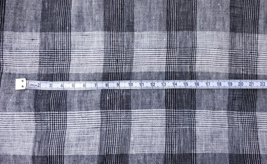 100% Linen Fabric Tartan Glen Plaid 6069 6841 6842 7220 - The Linen Lab - GREY*BK 7220