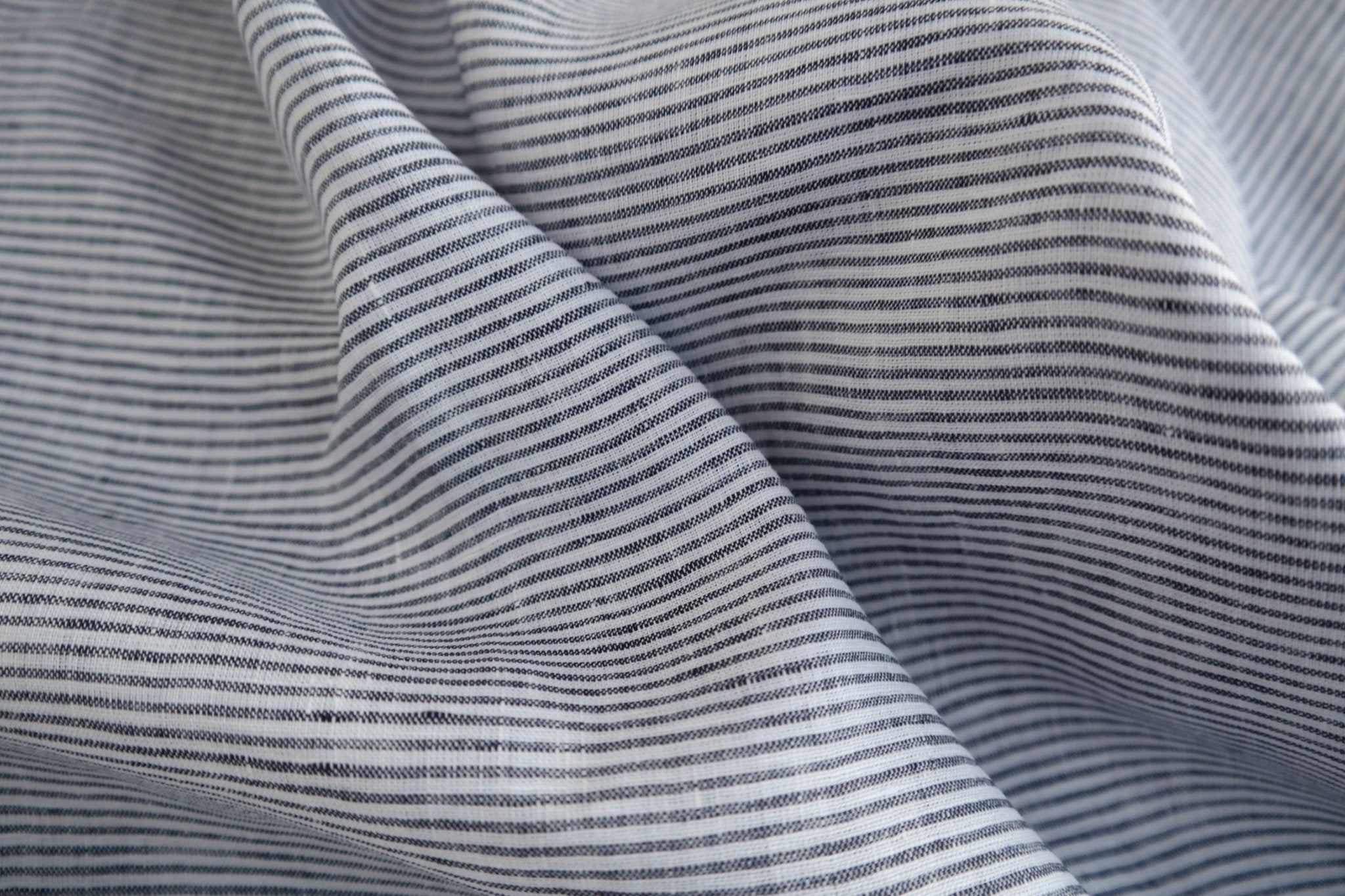 100% Linen Fabric Thin Stripe Collections Light Weight 4768 6939 6280 6279 - The Linen Lab - D/navy 6280