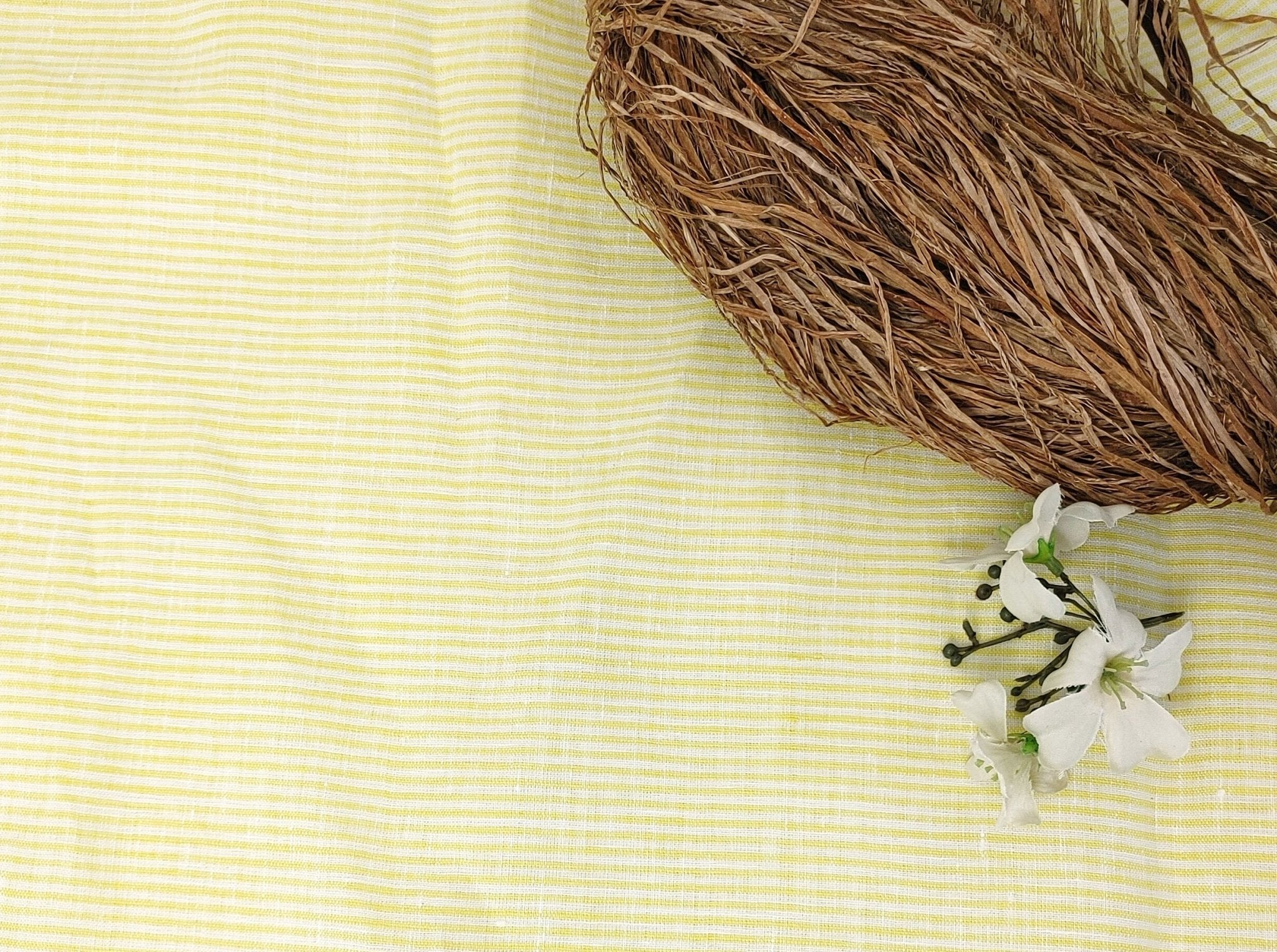 100% Linen Fabric Thin Stripe Collections Light Weight 4768 6939 6280 6279 4770 - The Linen Lab - Yellow