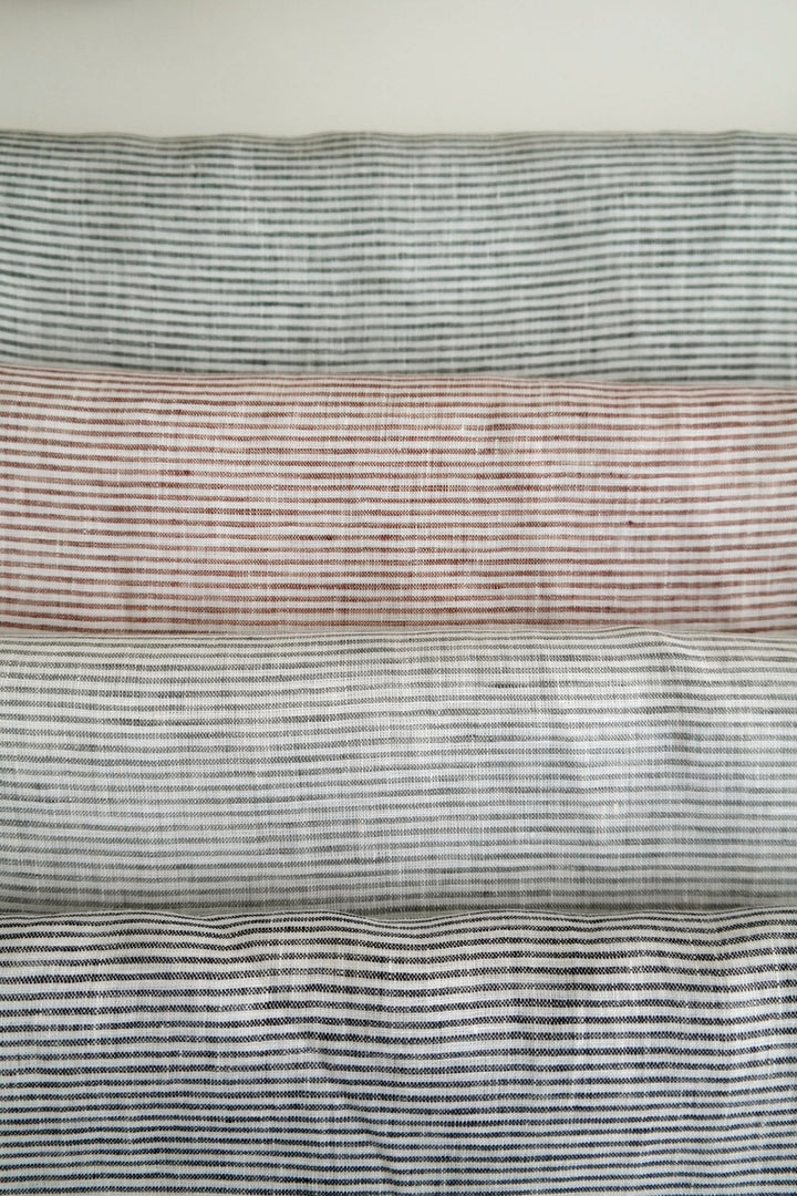 100% Linen Fabric Thin Stripe Collections Light Weight 4768 6939 6280 6279 - The Linen Lab - Grey 4768