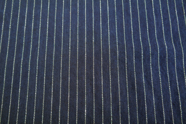 100% Linen Fabric with Multi-Color Pin Stripe 7089 7090 - The Linen Lab - Navy 7090
