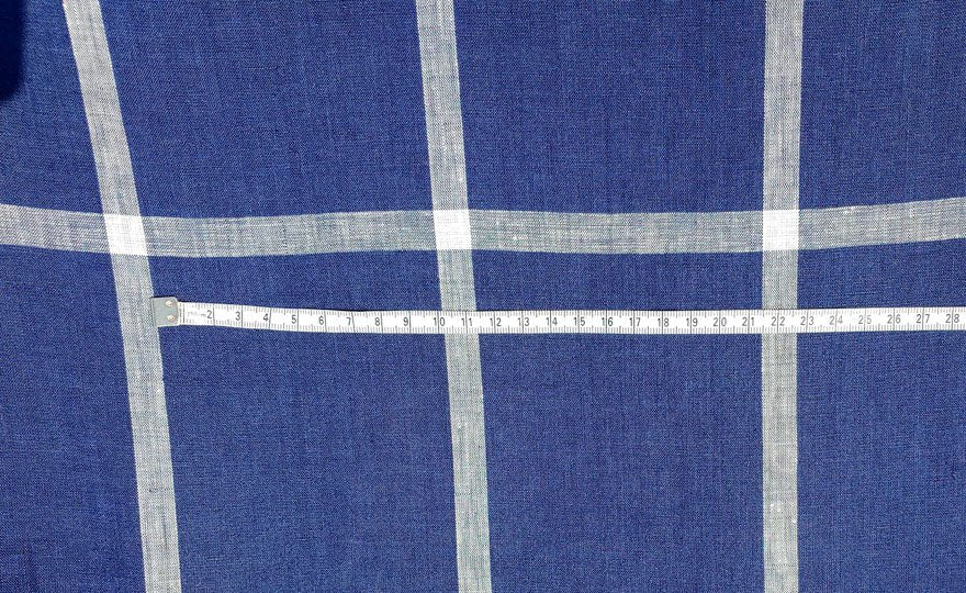100% Linen Fabric with Navy Windowpane Check Light Weight 6611 - The Linen Lab - Navy check 6611