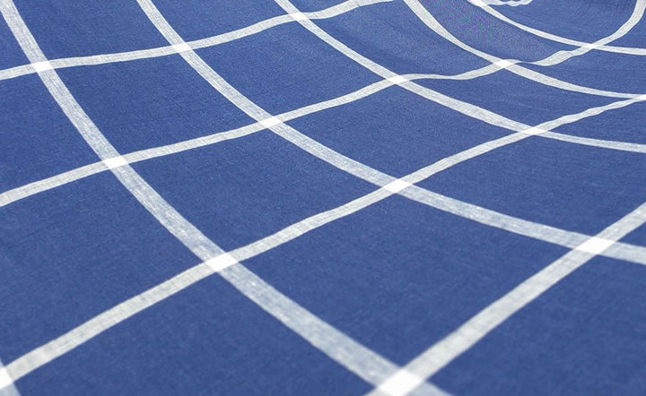 100% Linen Fabric with Navy Windowpane Check Light Weight 6611 - The Linen Lab - Navy check 6611