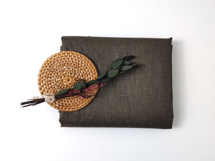 100% Linen Fabric with Pigment Coating 3586 3587 - The Linen Lab - Brown
