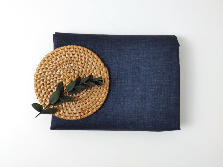 100% Linen Fabric with Pigment Coating 3586 3587 - The Linen Lab - Navy