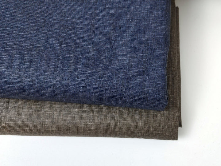 100% Linen Fabric with Pigment Coating 3586 3587 - The Linen Lab - Navy