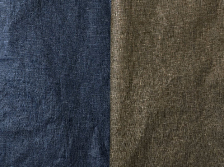 100% Linen Fabric with Pigment Coating 3586 3587 - The Linen Lab - Navy