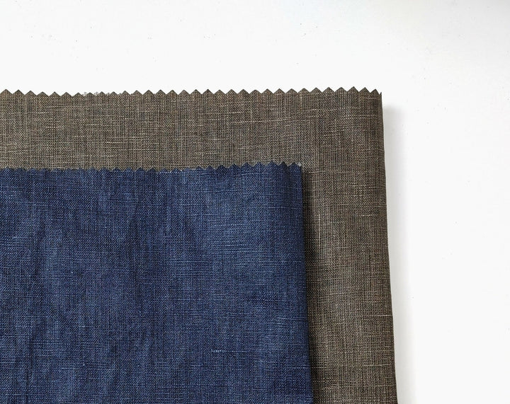 100% Linen Fabric with Pigment Coating 3586 3587 - The Linen Lab - Navy