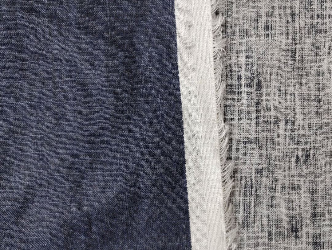 100% Linen Fabric with Pigment Coating 3586 3587 - The Linen Lab - Navy