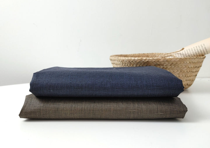 100% Linen Fabric with Pigment Coating 3586 3587 - The Linen Lab - Navy