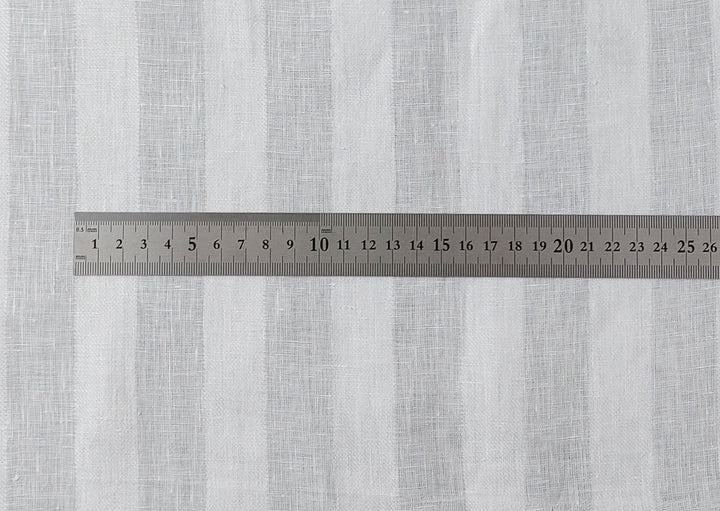 100% Linen Fabric with Unique Striped Weaving Structure 6648 - The Linen Lab - White