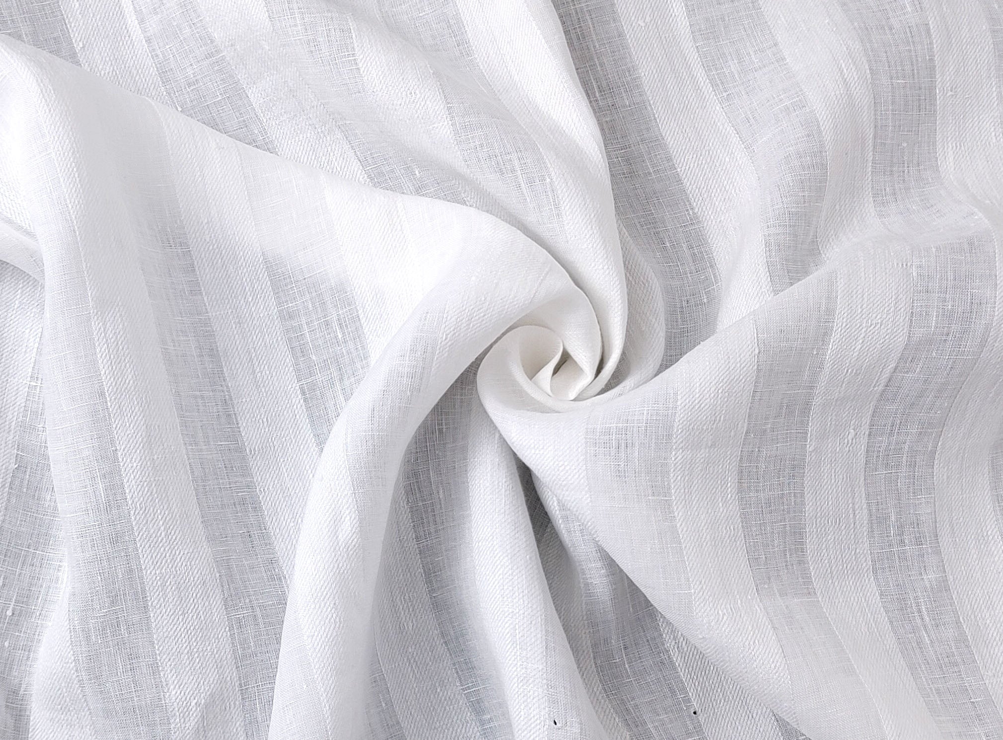 100% Linen Fabric with Unique Striped Weaving Structure 6648 - The Linen Lab - White