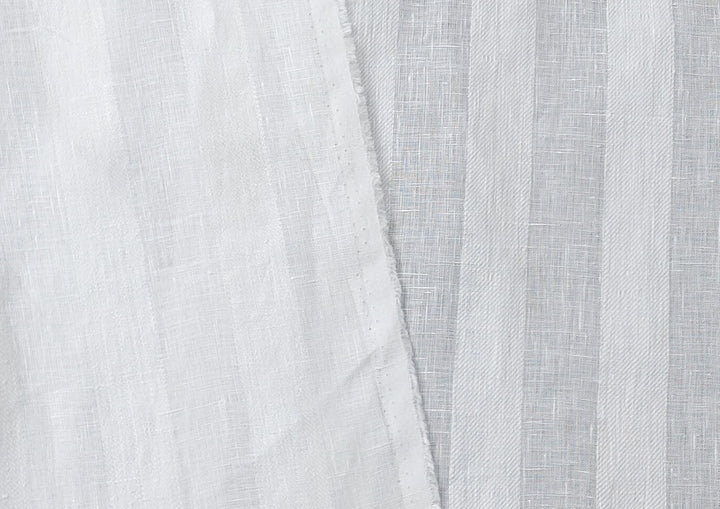 100% Linen Fabric with Unique Striped Weaving Structure 6648 - The Linen Lab - White