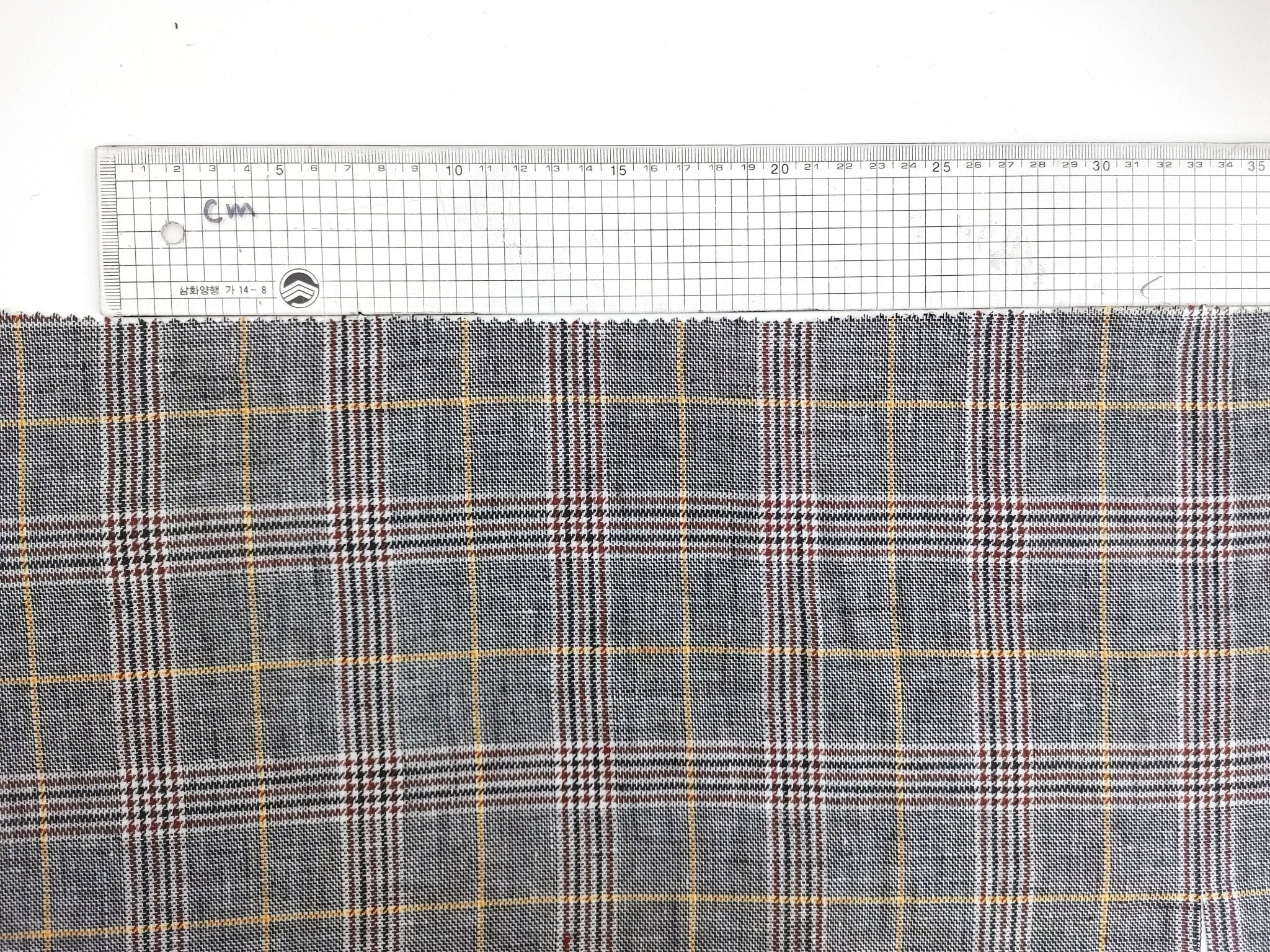 100% Linen Glen Plaid with Yellow Windowpane – White, Black, and Brown Harmony 6715 - The Linen Lab - Yellow