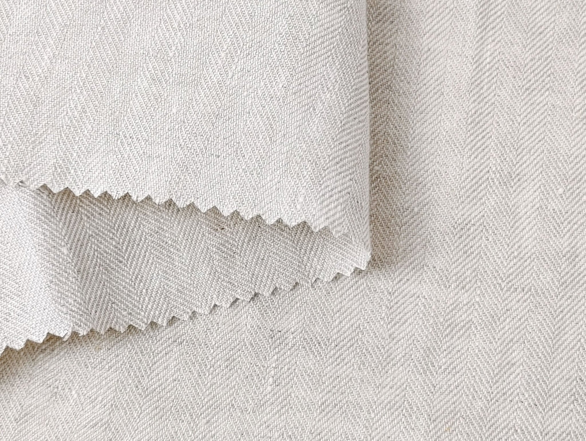 100% Linen Herringbone Twill HBT Fabric medium weight chambray 7313 7314 7727 7529 - The Linen Lab - Khaki
