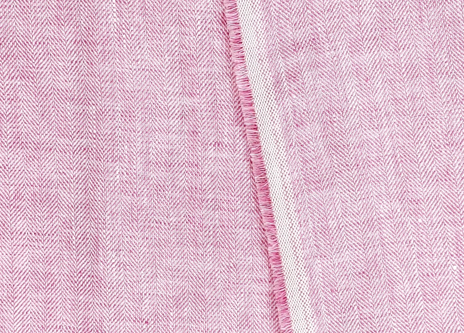 100% Linen Herringbone Twill HBT Fabric medium weight chambray 7313 7314 7727 7529 - The Linen Lab - Pink
