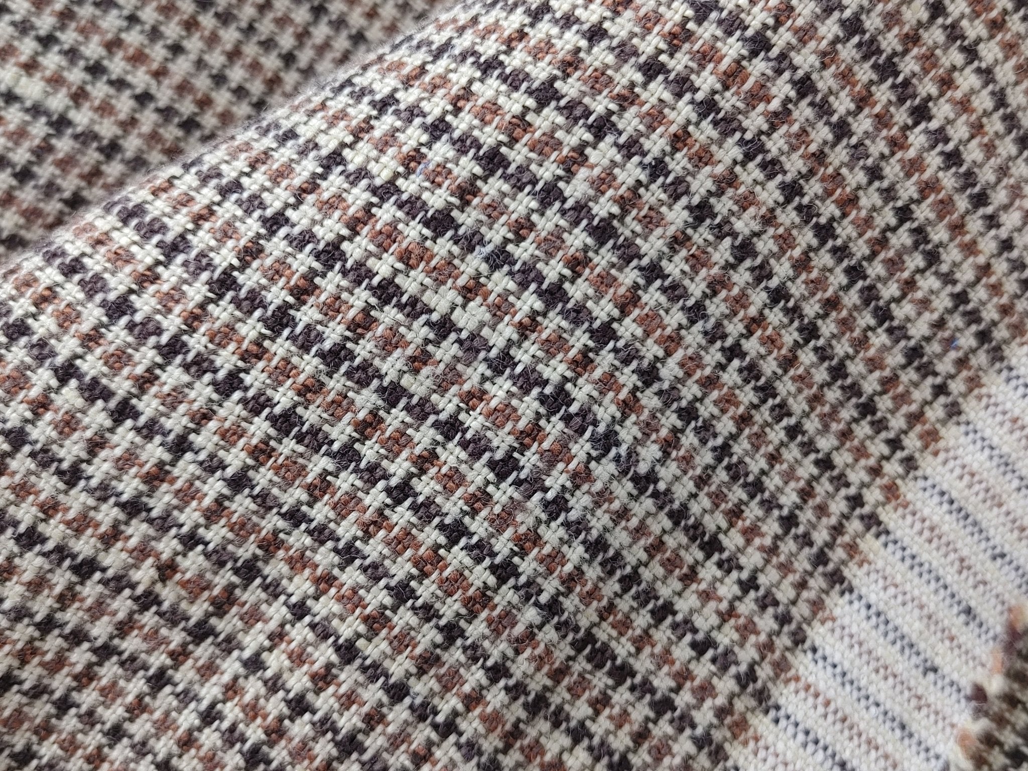 100% Linen Houndstooth StarCheck Fabric: Heavyweight Elegance - The Linen Lab - Brown