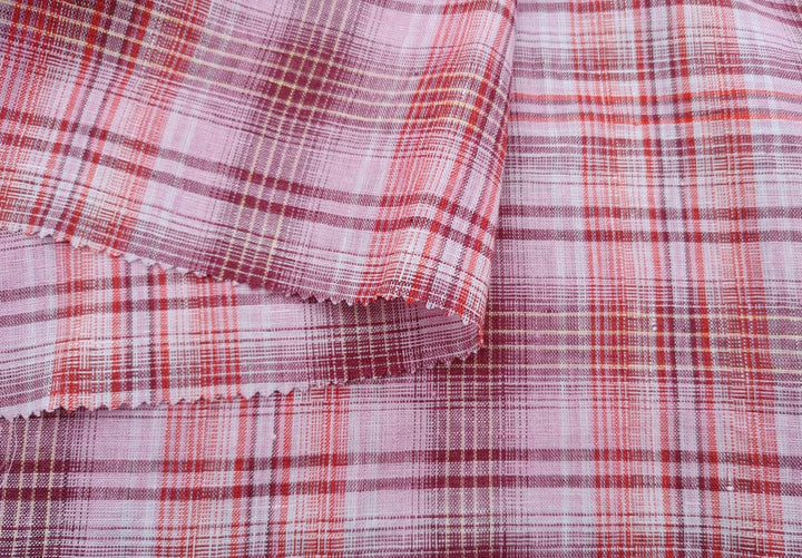 100% Linen Light Weight Madras Plaid Fabric 7608 7609 - The Linen Lab - Blue(Dark)