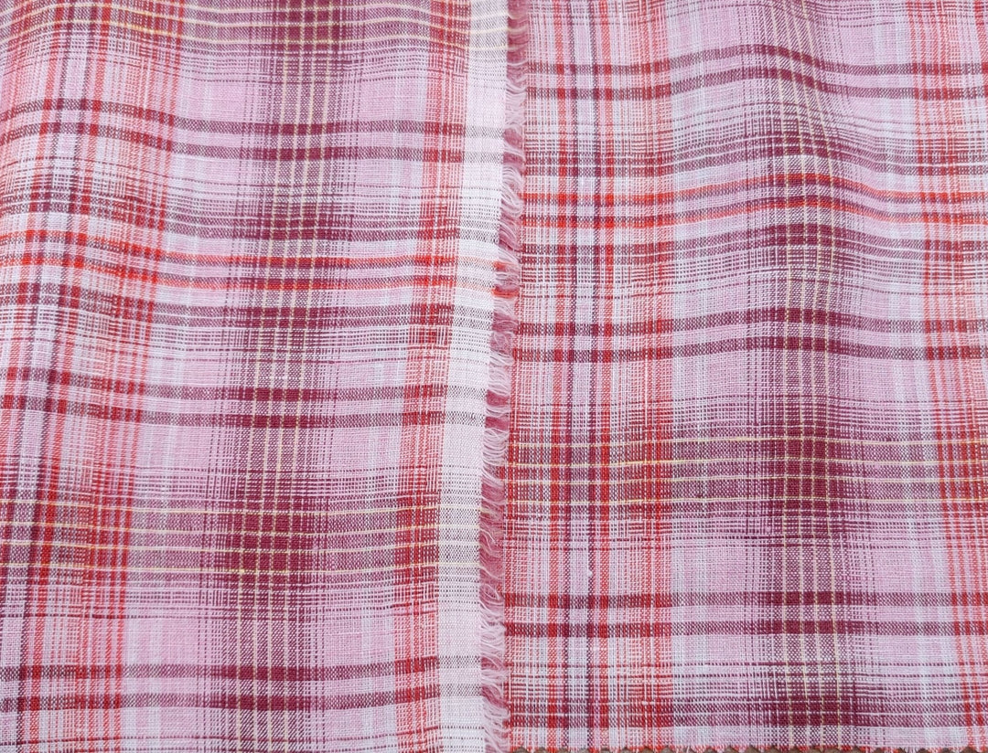 100% Linen Light Weight Madras Plaid Fabric 7608 7609 - The Linen Lab - Blue(Dark)