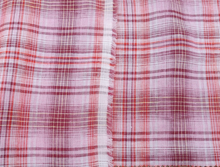 100% Linen Light Weight Madras Plaid Fabric 7608 7609 - The Linen Lab - Blue(Dark)