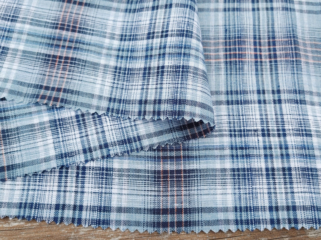 100% Linen Light Weight Madras Plaid Fabric 7608 7609 - The Linen Lab - Pink