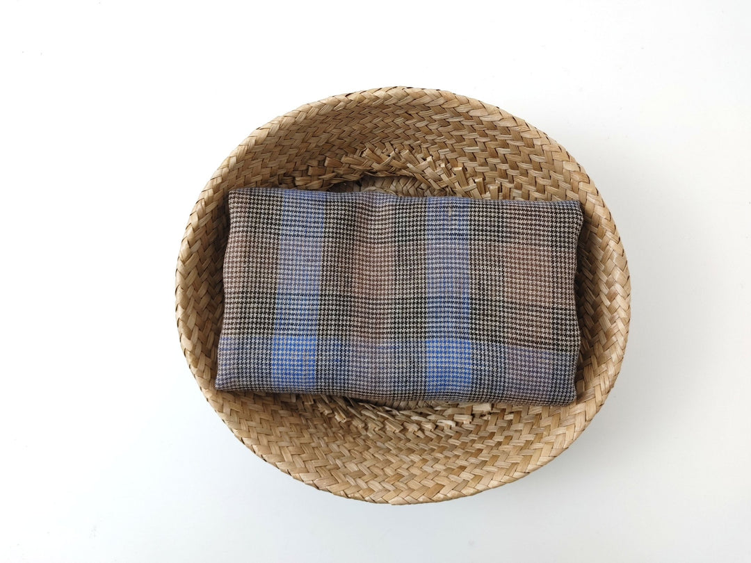 100% Linen, Medium Weight, Modified Star Check Pattern 7179 - The Linen Lab - Brown