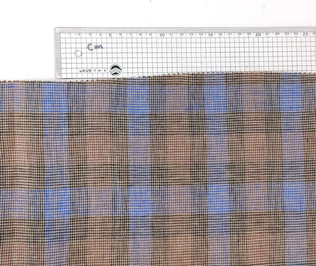 100% Linen, Medium Weight, Modified Star Check Pattern 7179 - The Linen Lab - Brown