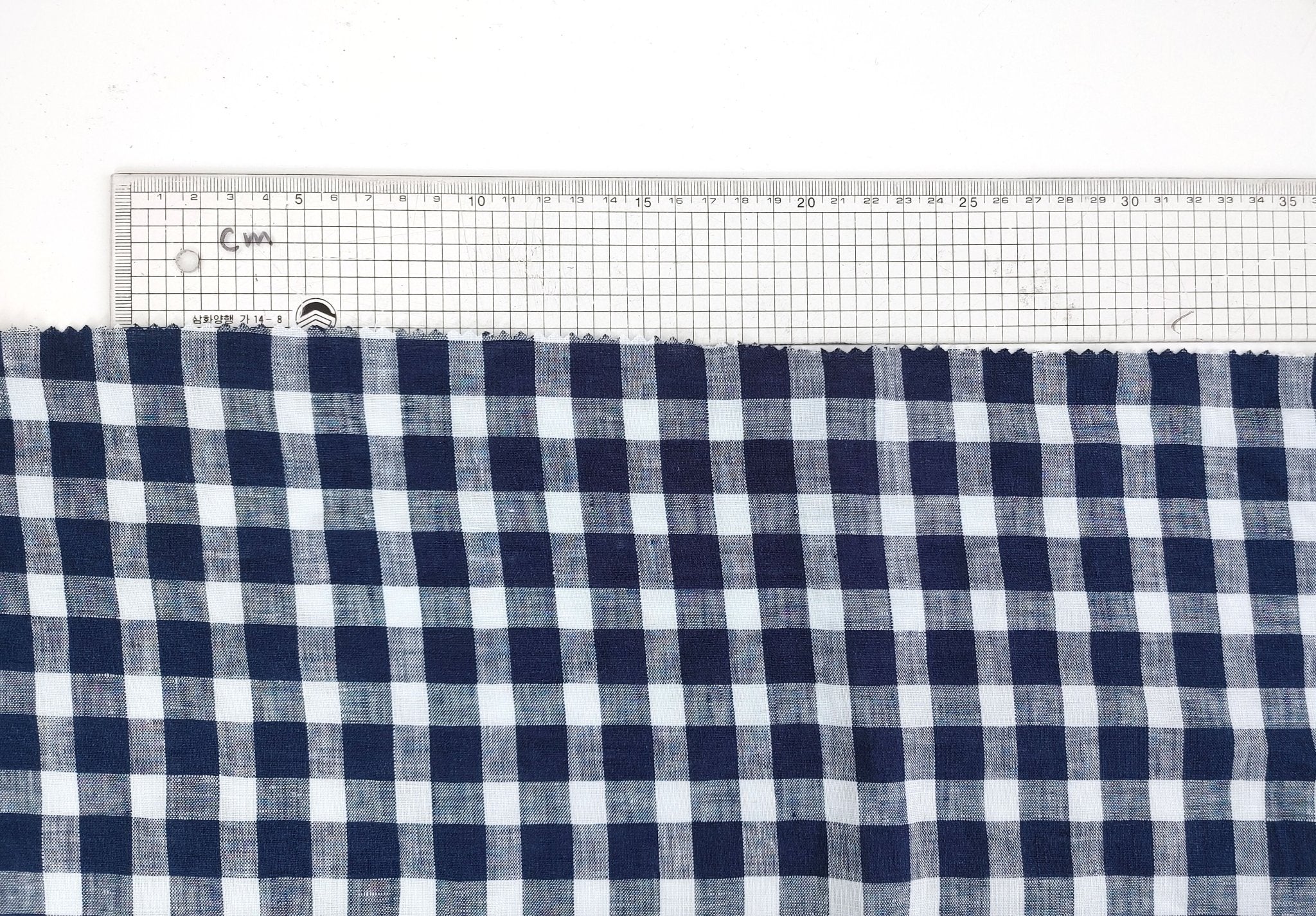 100% Linen Navy Modified Gingham Check Fabric – Lightweight and Timelessly Chic 4407 - The Linen Lab - Navy