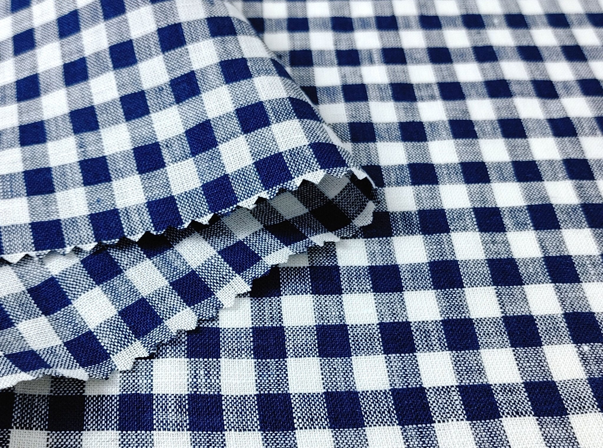 100% Linen Navy Small Gingham Check - Light and Airy 4684 - The Linen Lab - Navy