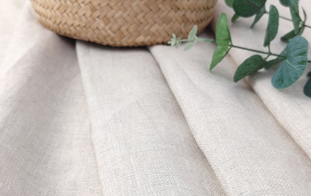 100% Linen Small Rhombus Jacquard Fabric in Light Natural Hue 4338 - The Linen Lab - Natural(Light)