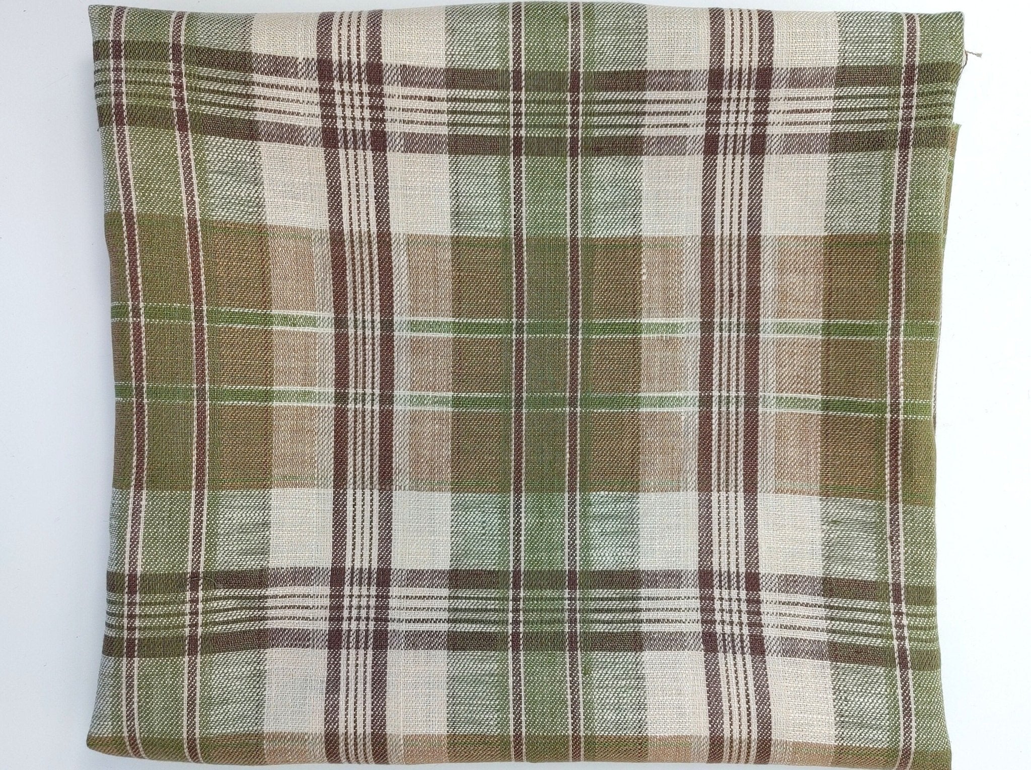 100% Linen Twill Plaid Fabric Medium Weight 7759 7760 - The Linen Lab - Green
