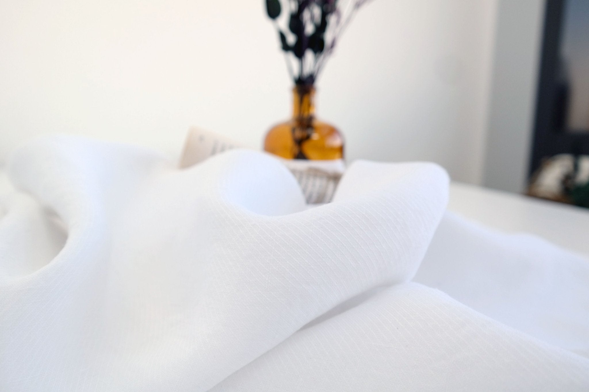 100% Linen White Twill Fabric 4879 - The Linen Lab - White 4879